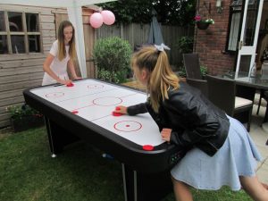 Air hockey hire for kids party; children’s lockdown party idea