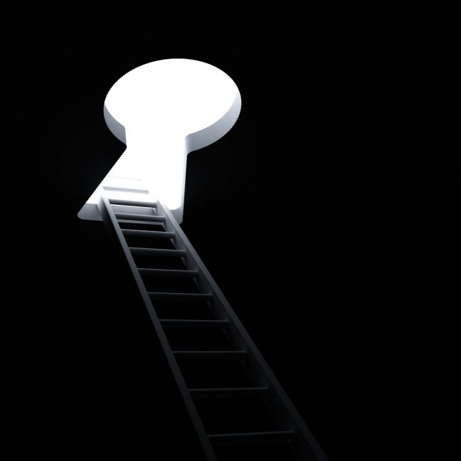 23047615 - ladder through keyhole to the bright light business concept
