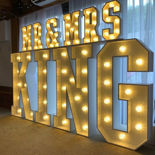 Hire light up mr and mrs lights